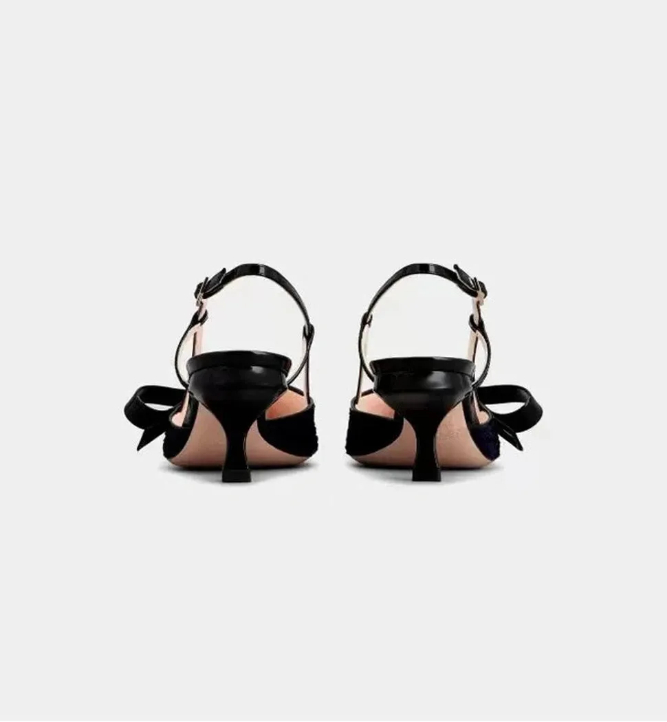 Meredny Shay Pointed toe kitten heels Mixed Slingback