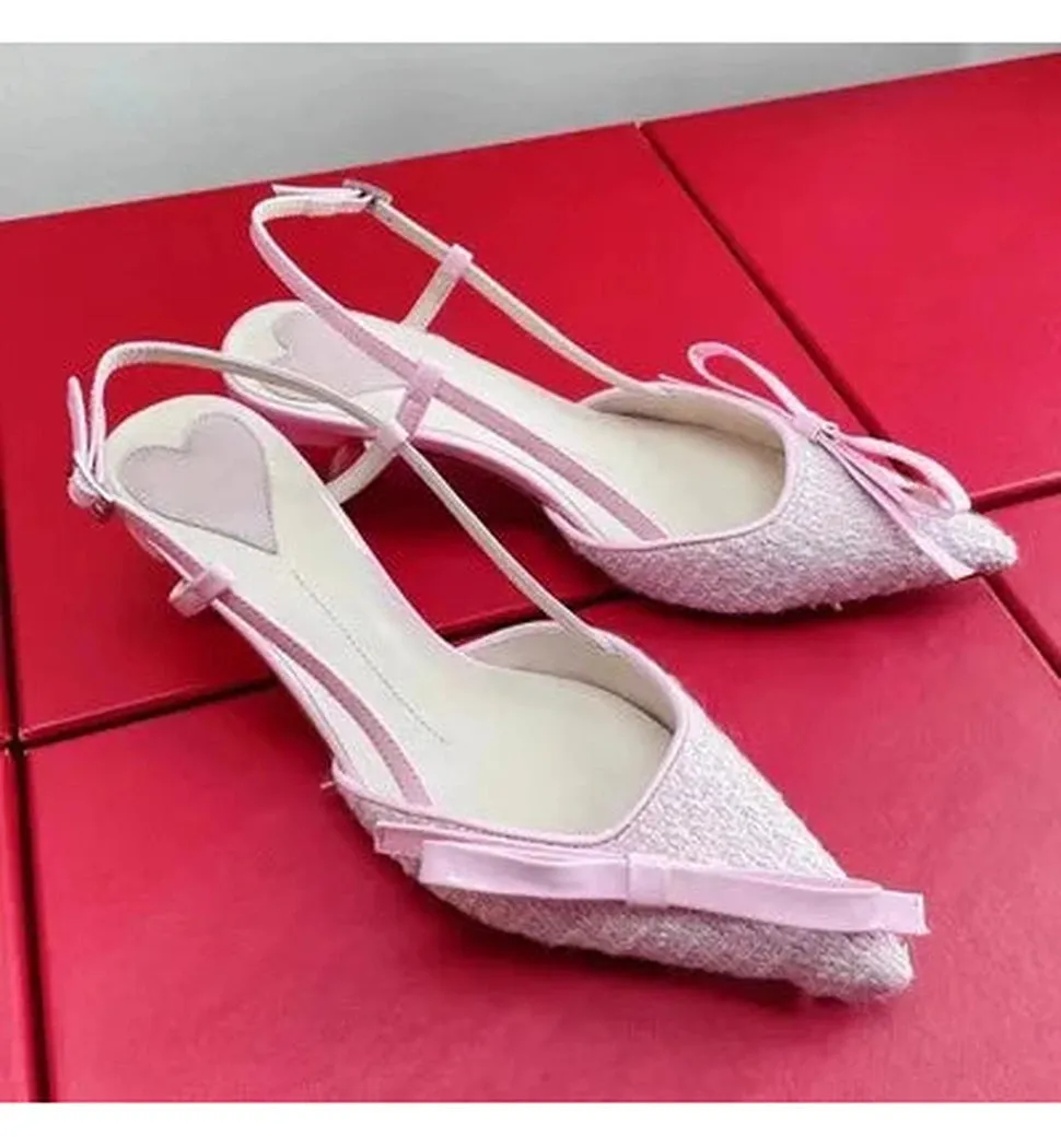 Meredny Shay Pointed toe kitten heels Mixed Slingback