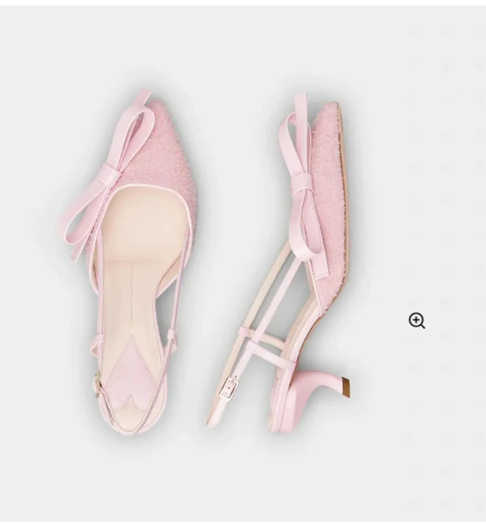 Meredny Shay Pointed toe kitten heels Mixed Slingback