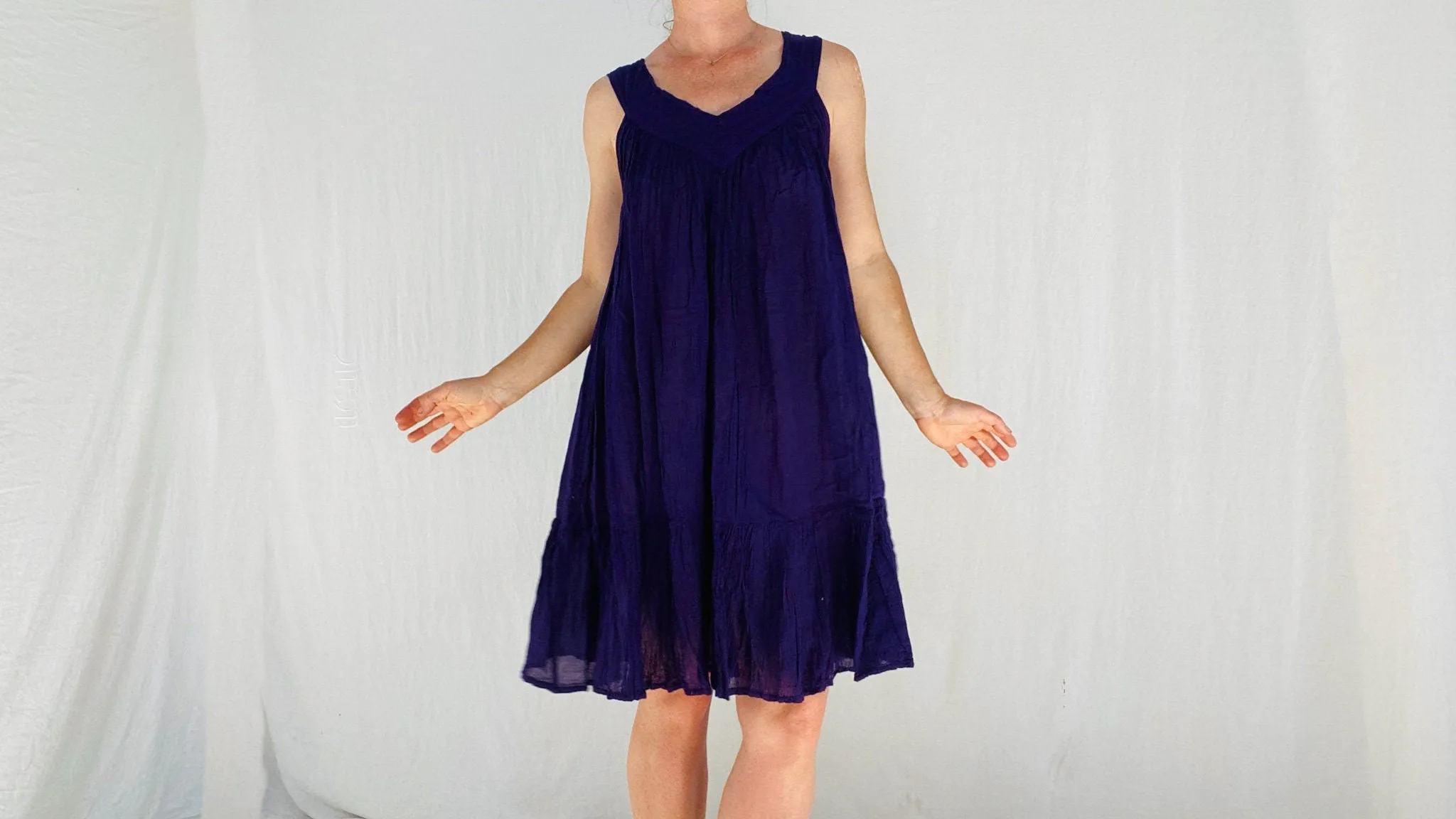 Mexican Gauze Dress. Electric Violet