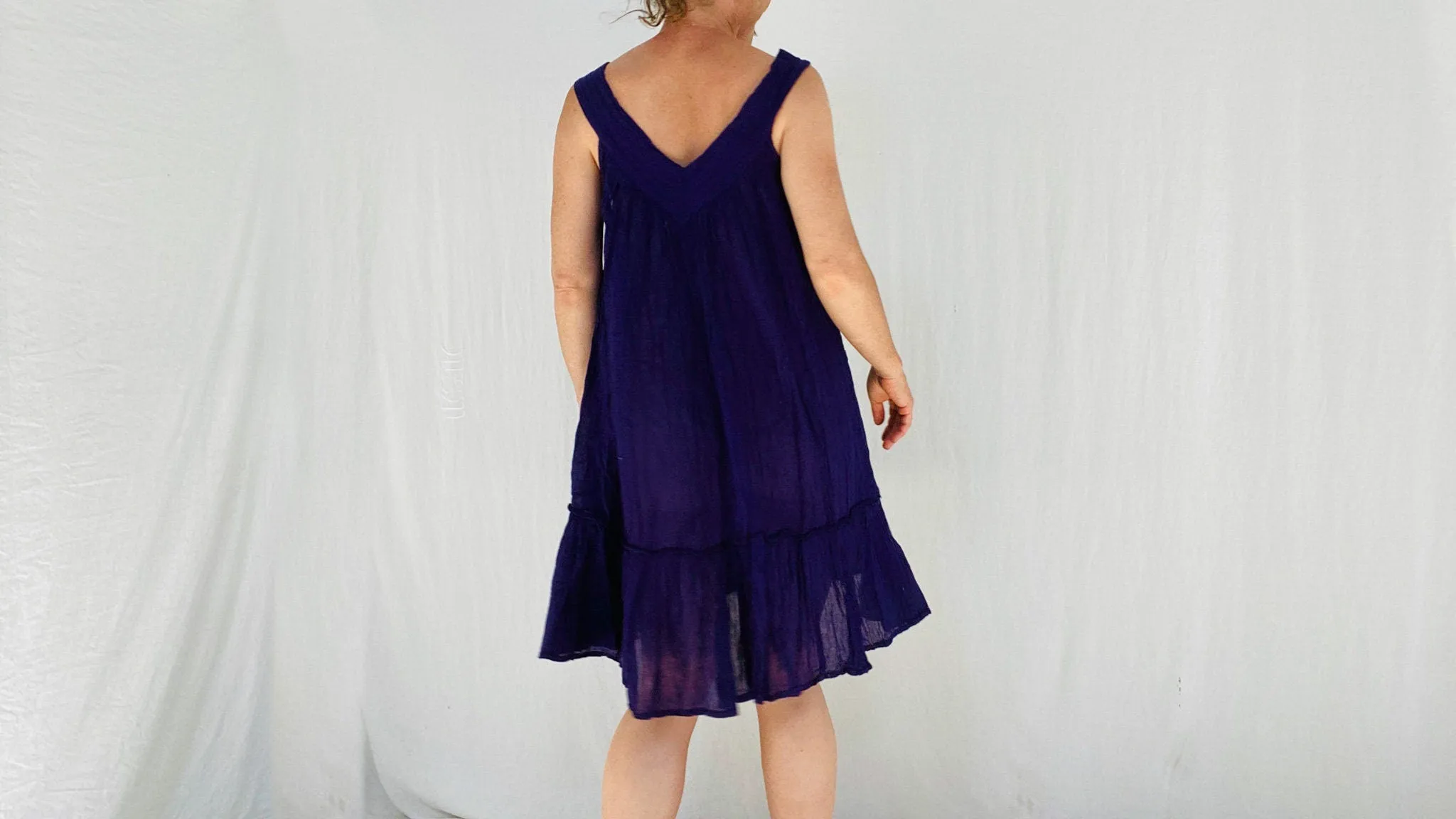 Mexican Gauze Dress. Electric Violet