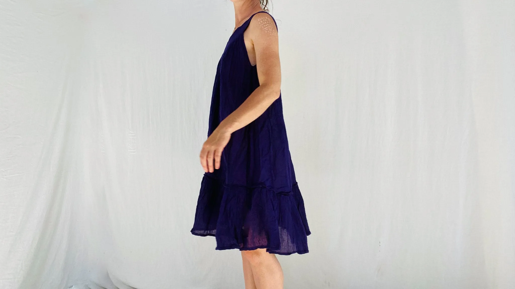 Mexican Gauze Dress. Electric Violet