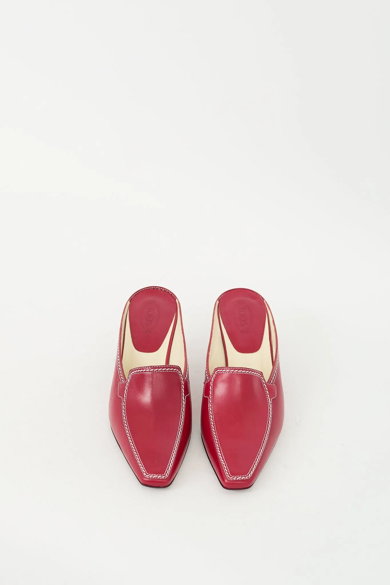 Red Leather Tapered Mule