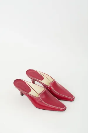 Red Leather Tapered Mule
