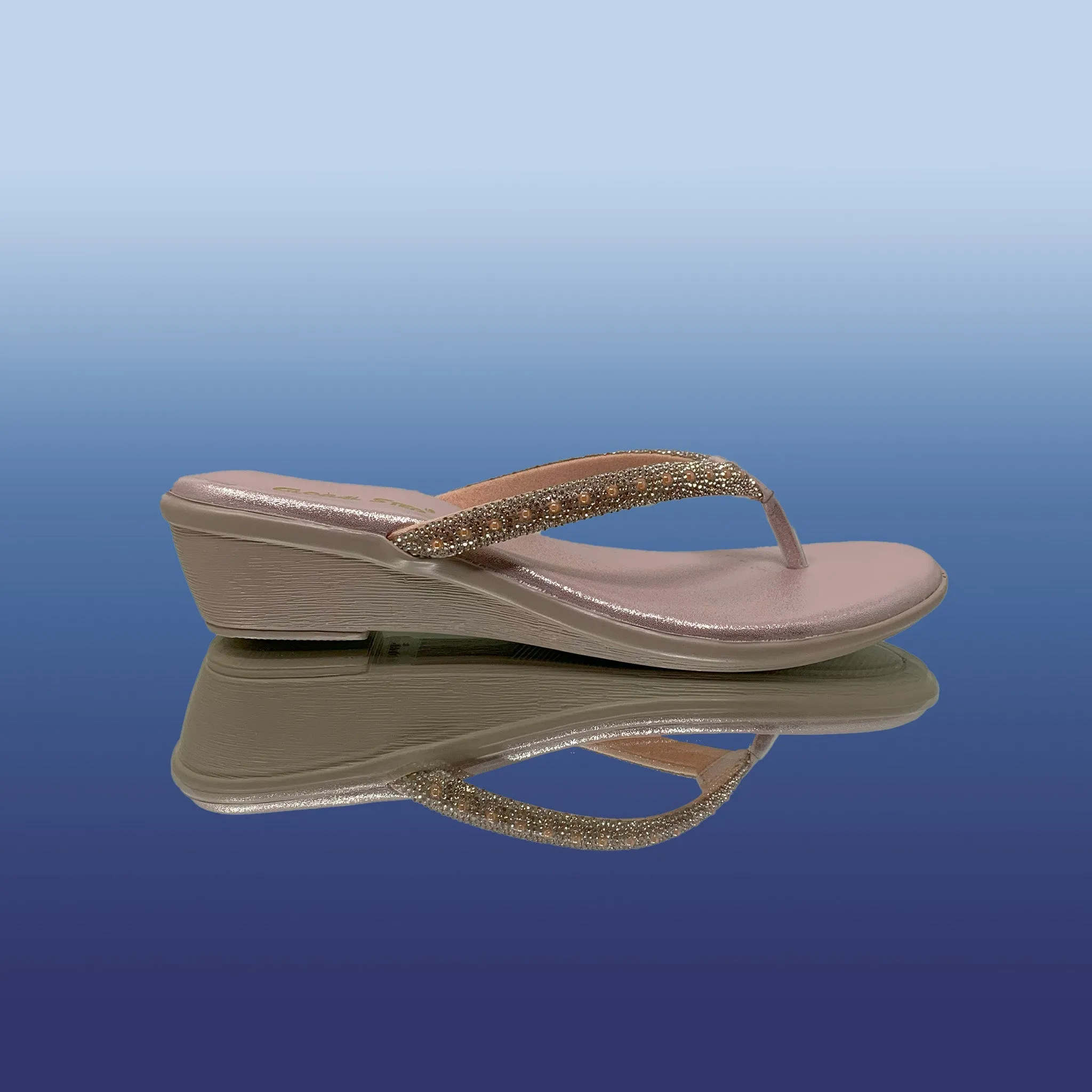 Stylish Rose Gold Wedge Sandals