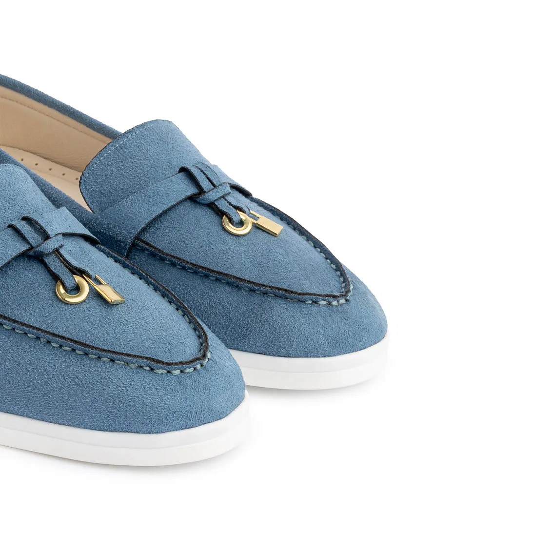 Women Suede Tassel Loafer -Baby Blue