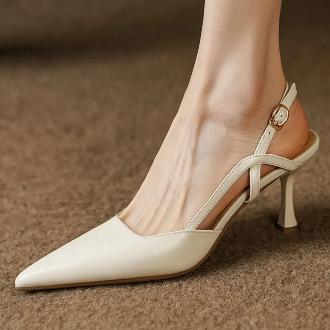 Women's Leather High Heel Slingback Pumps