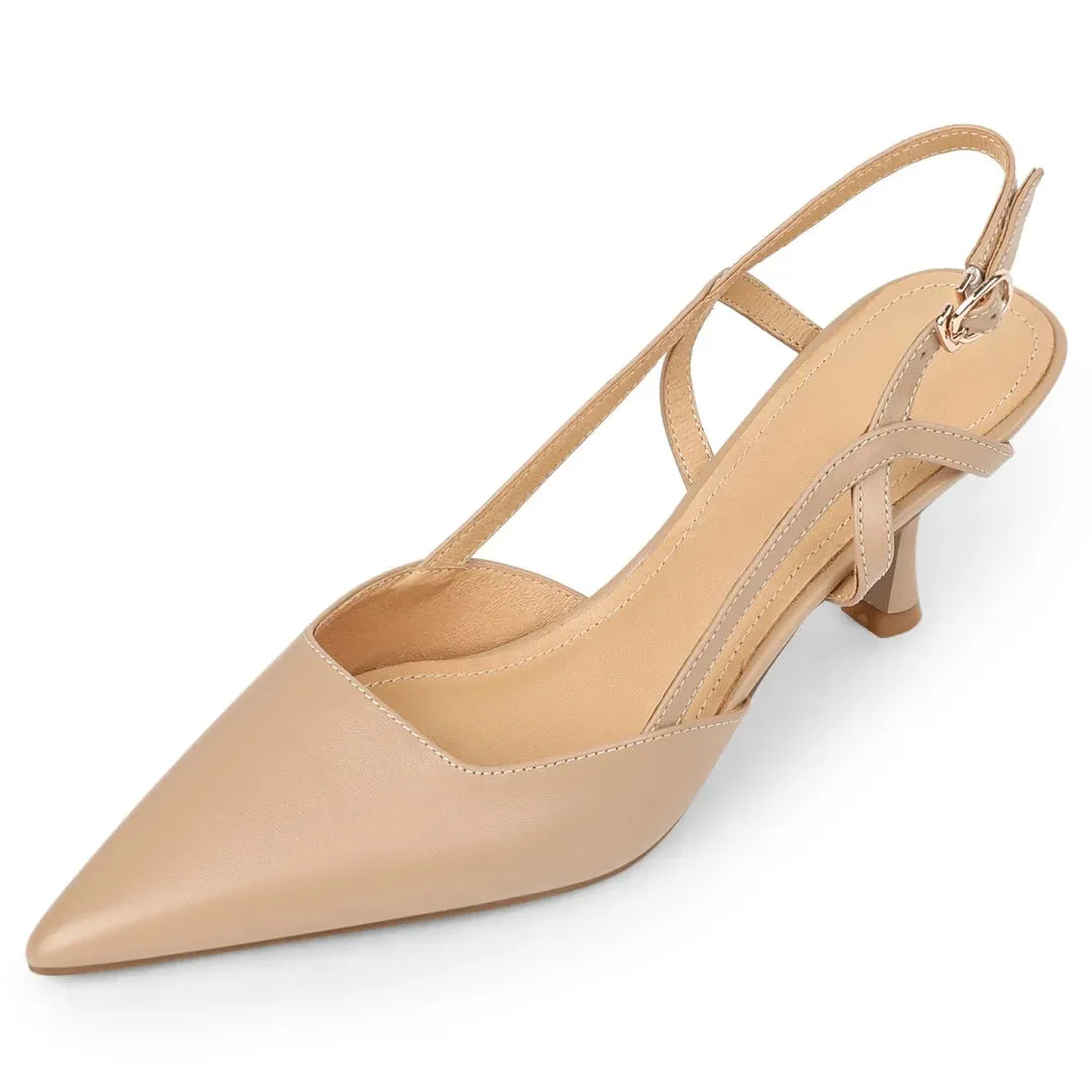 Women's Leather High Heel Slingback Pumps