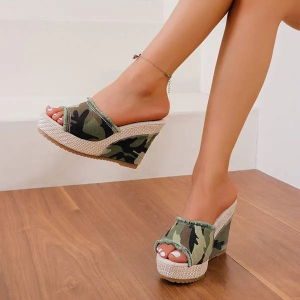 Women's Platform Wedge Peep-Toe Slide Sandals 40808158C