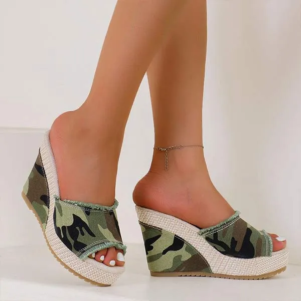 Women's Platform Wedge Peep-Toe Slide Sandals 40808158C